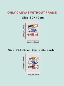 1pc Bear & Letter Graphic Unframed Painting - Multicolor - View 5