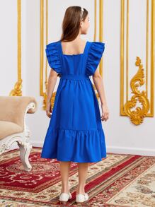 SHEIN Rochie pentru fete din dantela contrastanta cu tiv cu volane