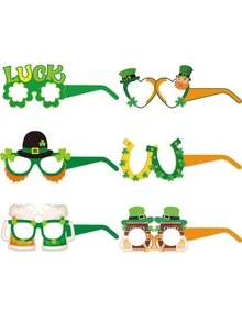 6pcs St. Patrick's Day Clover & Hat Design Party Glasses - Multicolor - View 3