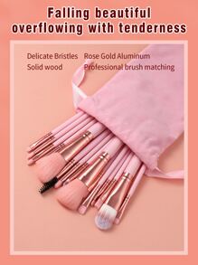 15pcs Makeup Brush Set With Storage Bag,Brush Set,Makeup Brush Kit,Make Up Brush Set,Make Up Set Complete,Makeup Brush Set,Complete Makeup Kit,Brush Kit,Brushes Makeup Set,Makeup Gift Set - Pink - View 6