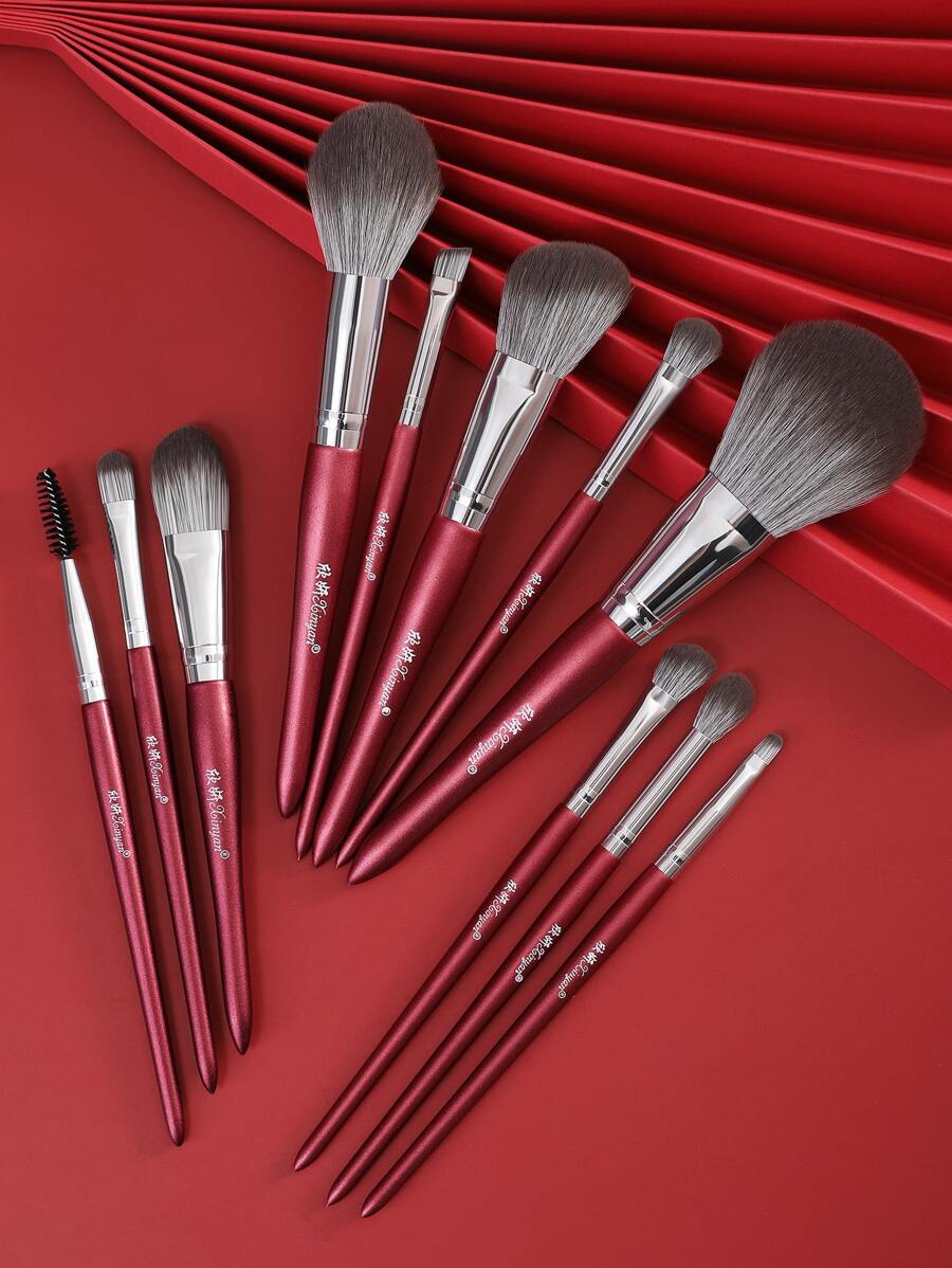 11 piezas Juego de brochas de maquillaje, Juego de brochas, Kit de brochas de maquillaje, Juego de brochas de maquillaje, Juego de maquillaje completo, Juego de brochas de maquillaje, Kit de maquillaje completo, Juego de brochas, Juego de brochas de maquillaje, Juego de regalo de maquillaje, Juego - Rojo - Ver 1