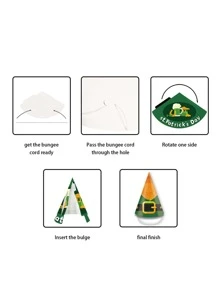 6pcs St. Patrick's Day Slogan Graphic Party Hat - Multicolor - View 3
