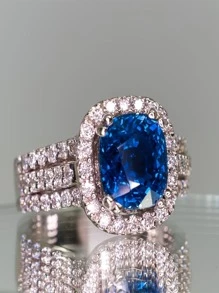 Nhẫn Trang Trí Đá Cubic Zirconia - Màu xanh lam - Xem 3