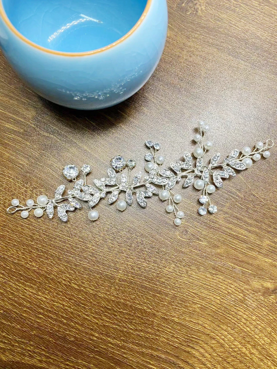 Rhinestone Decor Bridal Hair Band - Silver - View 1