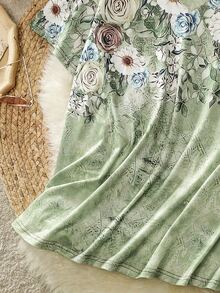 SHEIN LUNE Camiseta con estampado floral de cuello V - Multicolor - Ver 6