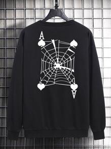 Manfinity Hombres Sudadera con estampado de telaraña - Negro - Ver 2