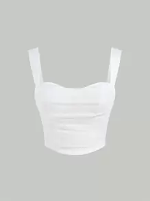 SHEIN MOD Top de tirantes unicolor fruncido - Blanco - Ver 1
