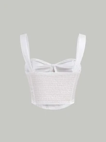 SHEIN MOD Top de tirantes unicolor fruncido - Blanco - Ver 2