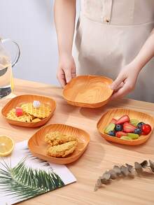 6入組木紋託盤和1入組收納架 - 棕色 - 查看 4