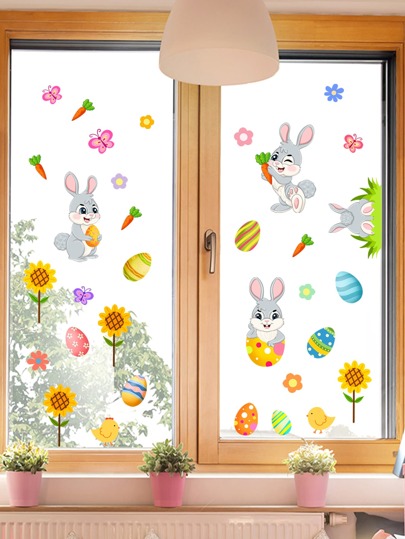 3 piezas Película decorativa Pascua de Resurrección con estampado de conejo