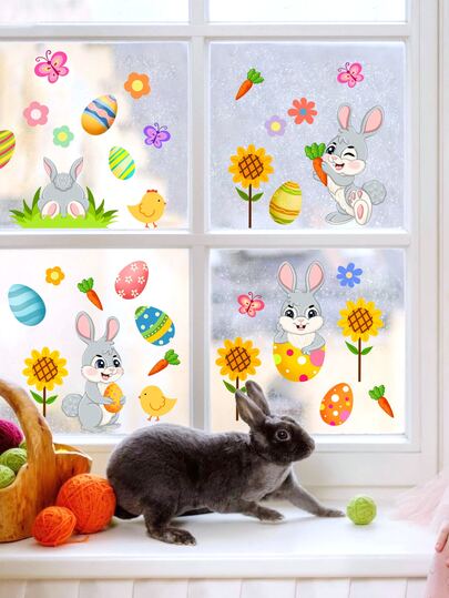 3 pièces Film décoratif Pâques à imprimé lapin