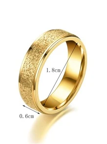 男士1入組時尚不銹鋼啞光戒指適合女士日常裝飾,適用於首飾類禮品和派對 - 金黃色 - 查看 3