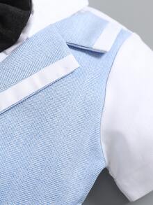 SOLOCOTE 2入組/套小男孩彈力腰帶長褲正裝男士派對、婚禮、宴會 - 藍白色 - 查看 3