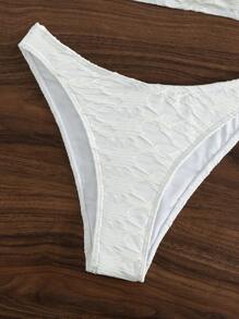 Tie Shoulder 三角型夏季沙灘比基尼套裝 - 白色 - 查看 6