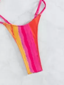 Bañador una pieza al azar de ombré con abertura de espalda con tira cruzada