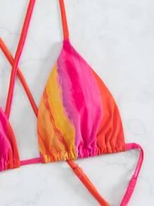 Bañador una pieza al azar de ombré con abertura de espalda con tira cruzada