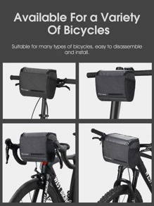 WEST BIKING 1pc Letter Graphic Bike Bag - Black - View 4