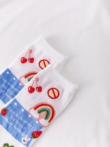 Calcetines de dedo con estampado de arcoíris y letra - Multicolor - Ver 3