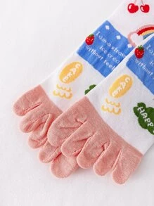 Calcetines de dedo con estampado de arcoíris y letra - Multicolor - Ver 5