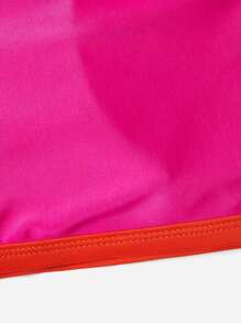 SHEIN Swim Curve Plus Two Tone Asymmetrical Shoulder Bikini Top, For Summer Beach Vacation - Multicolor - View 6