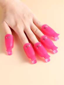 10 cái Tẩy sơn móng tay Clip Nhựa Có thể tái sử dụng Ngón tay Móng tay Clip Đối với Loại bỏ Acrylic Nghệ thuật làm Móng Gel Đánh bóng Ngâm Mũ lưỡi trai Kẹp UV Gel Đánh bóng Loại bỏ Bọc Công cụ - Màu Hồng Tươi - Xem 6