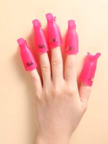 10 cái Tẩy sơn móng tay Clip Nhựa Có thể tái sử dụng Ngón tay Móng tay Clip Đối với Loại bỏ Acrylic Nghệ thuật làm Móng Gel Đánh bóng Ngâm Mũ lưỡi trai Kẹp UV Gel Đánh bóng Loại bỏ Bọc Công cụ - Màu Hồng Tươi - Xem 7