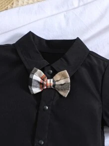 男嬰前蝴蝶結襯衫 - 黑色 - 查看 3