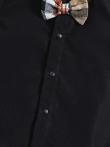 男嬰前蝴蝶結襯衫 - 黑色 - 查看 4