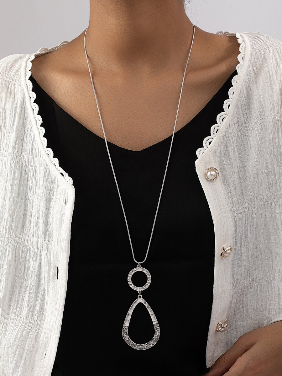 Rhinestone Waterdrop Pendant Necklace SHEIN USA