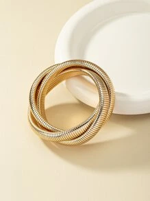 Twist Design Cuff Bangle - Yellow Gold - View 3