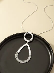 Vòng cổ mặt dây chuyền thả rhinestone - Bạc - Xem 2