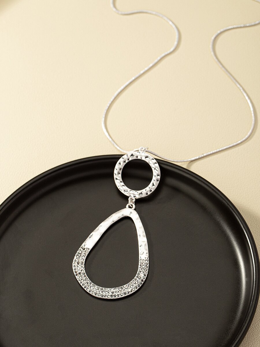 Rhinestone Waterdrop Pendant Necklace SHEIN USA