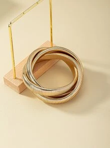 Twist Design Cuff Bangle - Yellow Gold - View 4