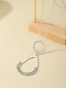 Vòng cổ mặt dây chuyền thả rhinestone - Bạc - Xem 3