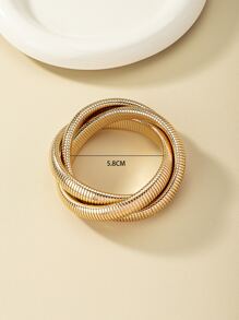 Twist Design Cuff Bangle - Yellow Gold - View 5