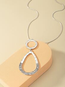 Vòng cổ mặt dây chuyền thả rhinestone - Bạc - Xem 4