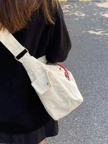 輕便商務休閒字母細節手提包，Y2K 大容量單肩包，女式時尚 Hobo 包，適合工作和購物，適合青少年女大學生、菜鳥和白領，非常適合辦公室、大學、工作、商務、通勤、戶外，旅遊、郊遊 - 彩色 - 查看 2