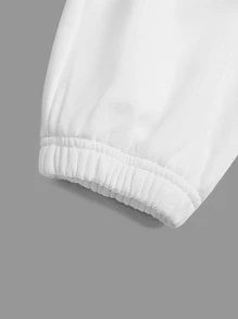 SHEIN BASICS Cotton Solid Elastic Waist Joggers - White - View 4