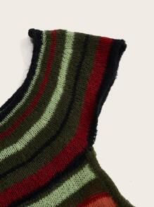 ROMWE Hippie Striped Pattern Cap Sleeve Knit Top - Multicolor - View 4