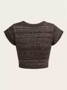 ROMWE Grunge Punk Top tejido crop con patrón de estrella de space dye - Café integral - Ver 2