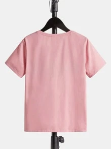SHEIN Boys Letter Graphic Colourblock Tee - Baby Pink - View 2