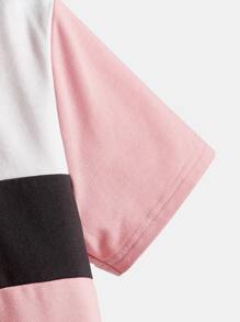SHEIN Boys Letter Graphic Colourblock Tee - Baby Pink - View 4