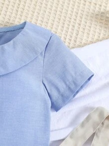 SHEIN 男嬰彼得潘領襯衫和背帶短褲 - 彩色 - 查看 5