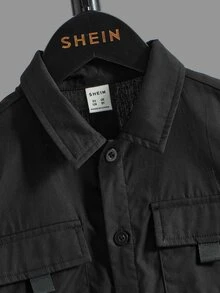 SHEIN 男孩翻蓋口袋襯衫和短褲和T恤