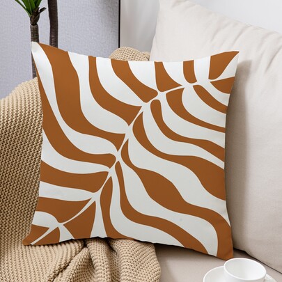 1pc Leaf Pattern Cushion Cover Without Filler