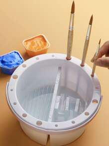 1 pieza Lavadora de pinceles de pintura de rejilla múltiple - Blanco - Ver 4