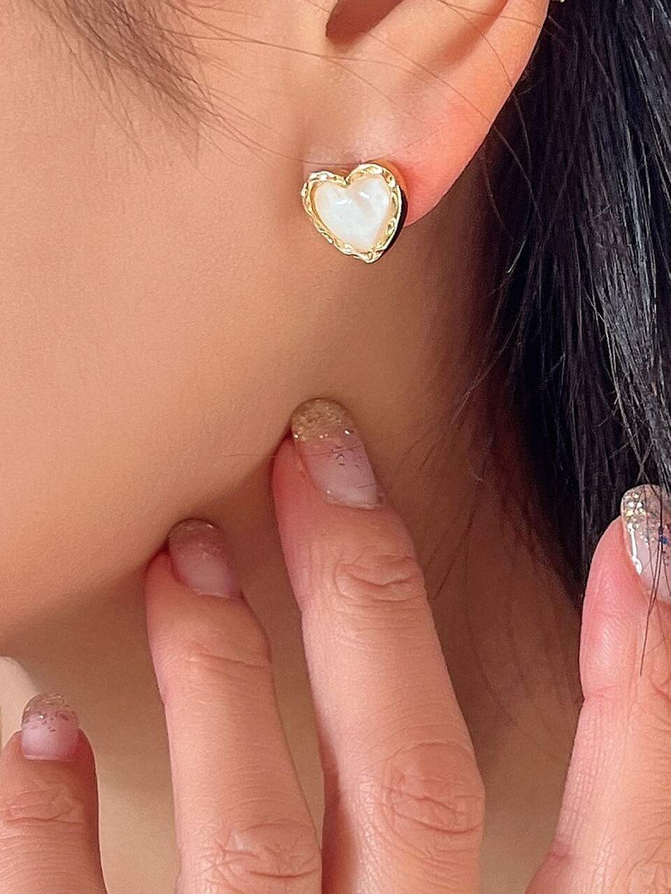 Heart Design Stud Earrings