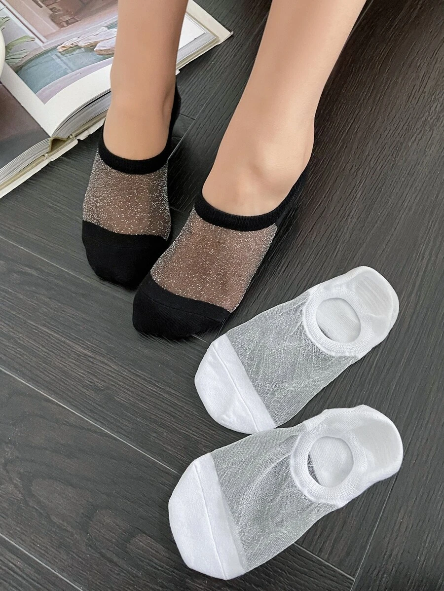 DAZY Glitter Detail Invisible Socks - Multicolor - View 1