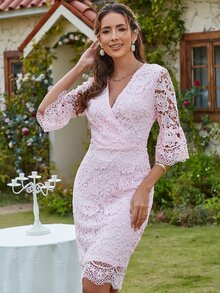 Eilly Bazar Đầm Dây kéo Xù Trọn gói màu trơn Thanh lịch - Màu Hồng baby - Xem 6