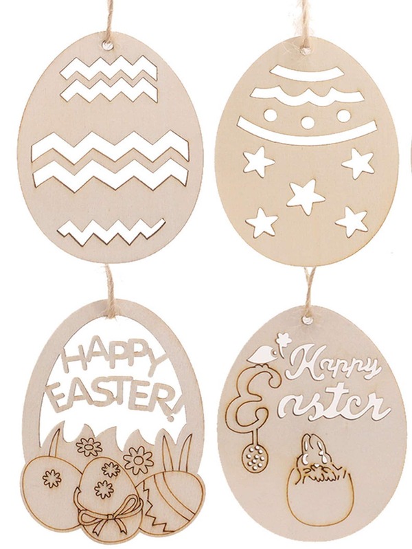 6pcs Easter Hollow Out Design Wall Hanging